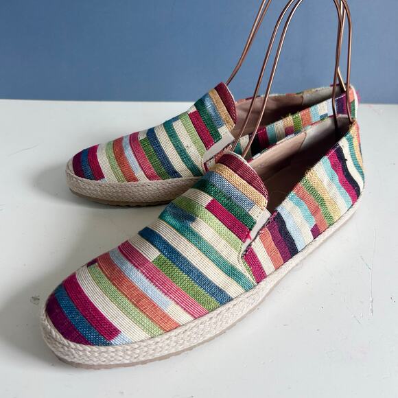 BRUNOS Firenze shoes men's size 10.5 IT 44 Leone-BRM madras striped fabric beach
